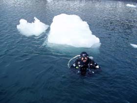 Steve diving Weddell Sea, Antarctica 